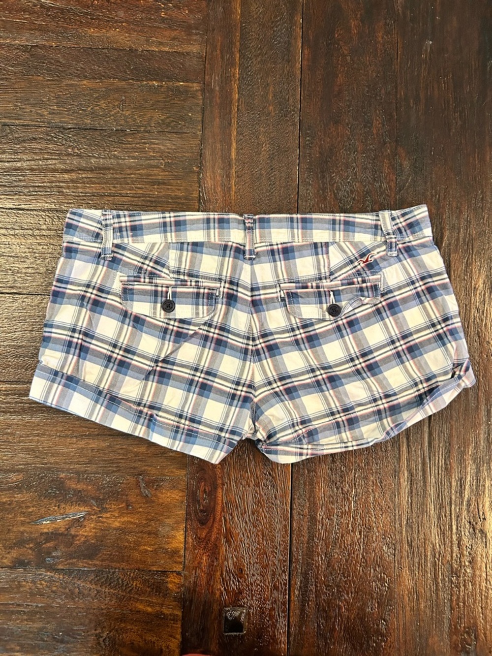 Hollister Y2K Vintage Low Rise Blue Plaid Micro Mini Shorts - Picture 5 of 10